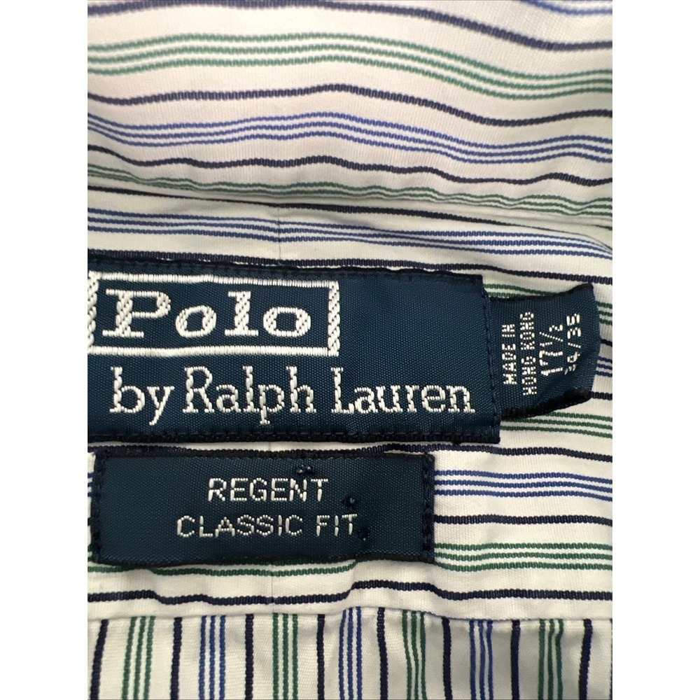 Vintage Polo Ralph Lauren Regent Classic Fit Shirt 17.5 34/35 Hong Kong Stripe - Picture 5 of 8